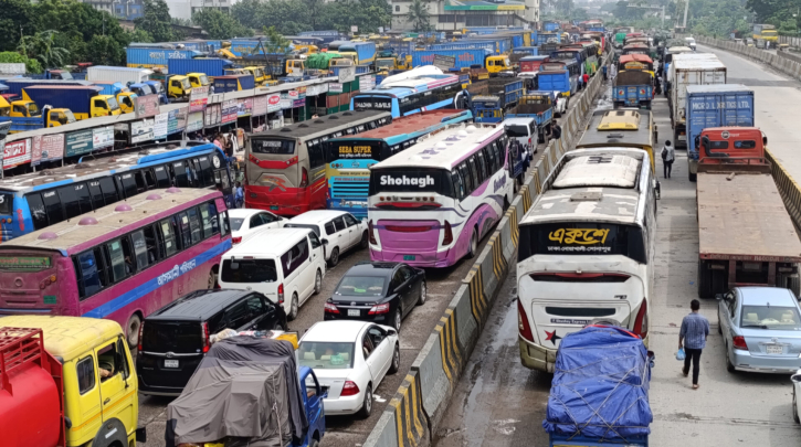 দুই মহাসড়কের নারায়ণগঞ্জ অংশে ১৯ কিলোমিটার যানজট